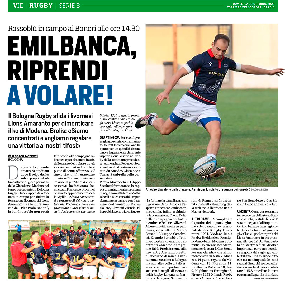 Stadio 30 ottobre 2022 Bologna Rugby Club