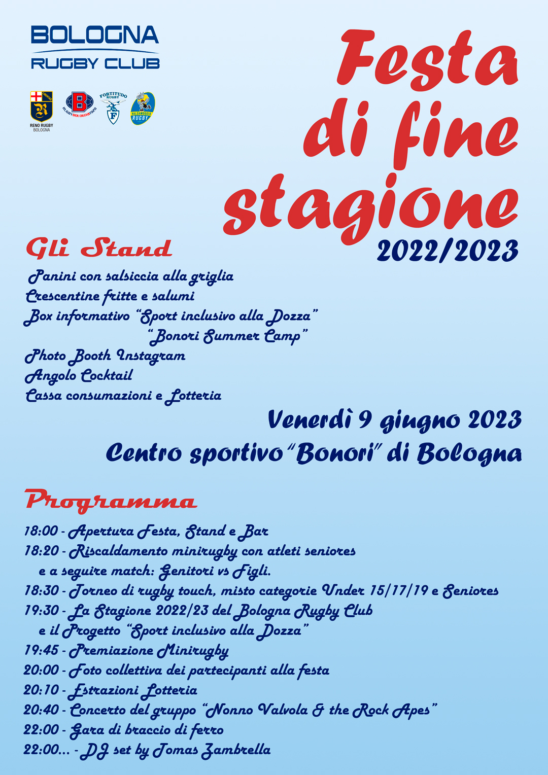 Festa di fine stagione Bologna Rugby Club