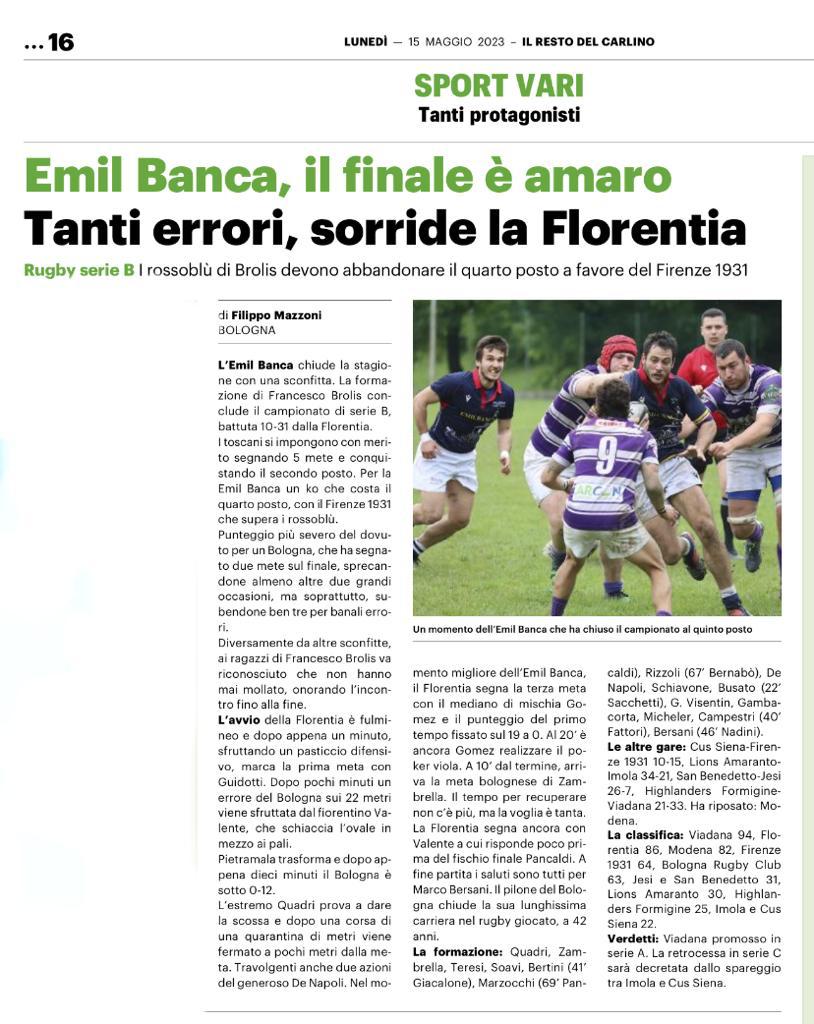Carlino 15 mag 23 Bologna Rugby Club